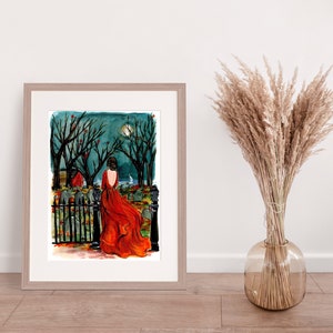 Salem, Massachusetts Cemetery Travel Fashion Illustration in  Print