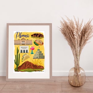 Phoenix Arizona Illustrated Map Print of Illustration