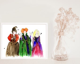 Salem Witch Sisters Illustration Print