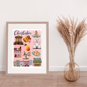 Charleston South Carolina Illustrated Map Print of Illustration