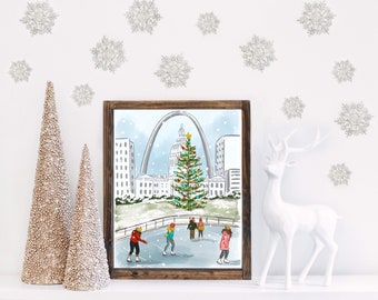 Saint Louis At Christmas Art Illustration  Print