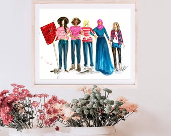 Impresión de mujeres desagradables del boceto original