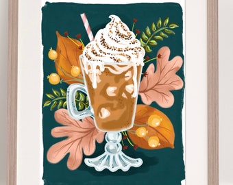 Pumpkin Spice Latte Fall Illustration