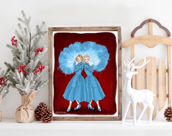 White Christmas Sisters  Inspired  Illustration Print