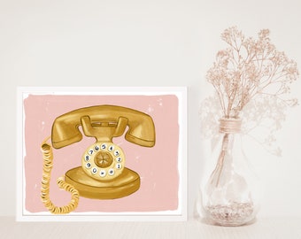 Vintage Rotary Phone Playful Art Print