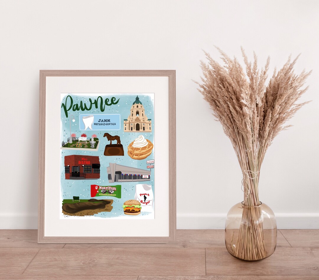 Pawnee Indiana Map Illustration Print Etsy