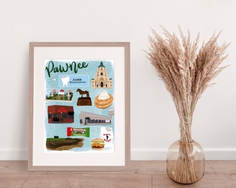 Impresión de ilustración de mapa de Pawnee Indiana