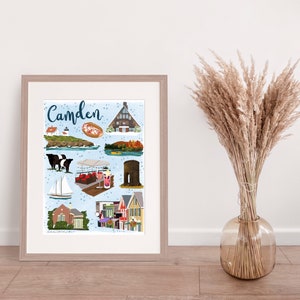Camden Maine Illustrated Map Print of Illustration