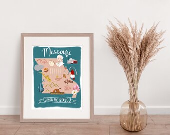Missouri State Illustrated Map Print of Illustration