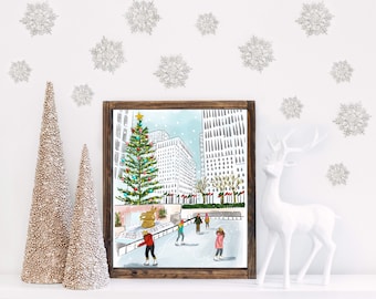 New York At Christmas  Illustration  Print