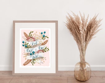 Golden Girls Quote Eat Dirt and Die Trash Botanical Art Print