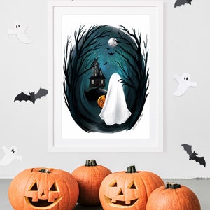 Haunted print of original Halloween Illustration