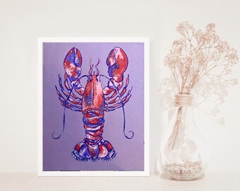 Mini Lobster No. 1 Original Gouache Painting 8.5x11 On Paper