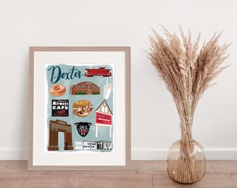 Dexter Missouri Illustrated Map Version 2 Print of Illustration