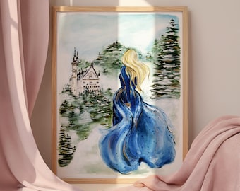 Ilustración de moda pintada a mano, lámina artística de estilo caprichoso.