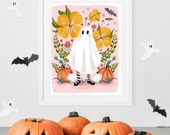 Cute Ghost Halloween Illustration