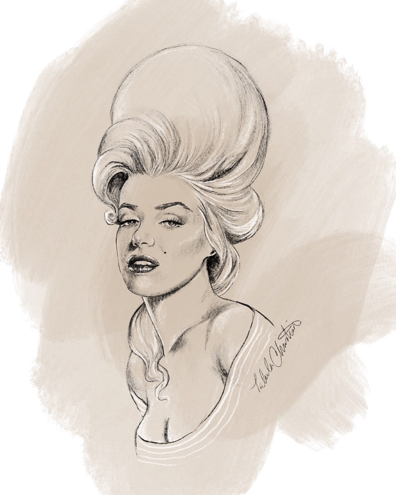 Marilyn Antoinette Print of Original Pencil Fashion Illustration