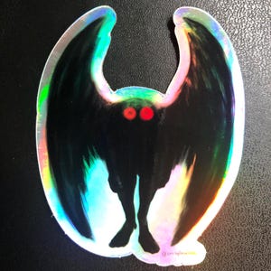 Pegatina de vinilo holográfica impermeable de Mothman