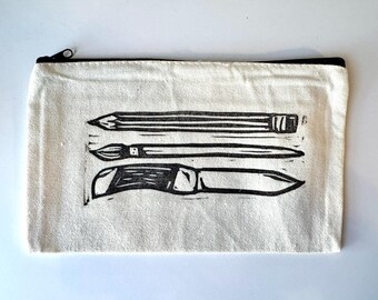 Tools of the Trade Hand Printed Artist Pencil Bag