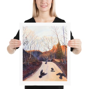 A Gathering Crow Raven Original Oil Painting Giclee Print