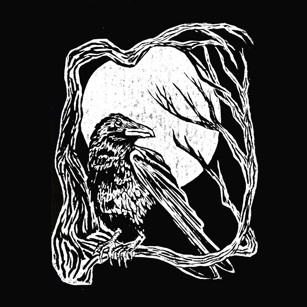 Hand Printed Limited Edition Crow and Moon Print - Etsy