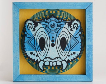 Screenprinted Ceremonial Mask - Blue