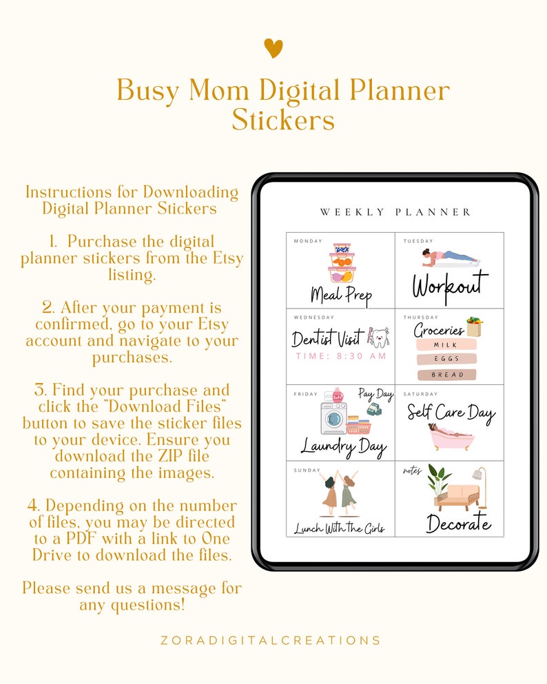 K&ouml;nnte beinhalten: Ein Set digitaler Planer-Sticker mit einem Wochenplaner-Layout. Die Sticker zeigen Illustrationen verschiedener Aktivit&auml;ten, darunter Meal Prep, Workout, Zahnarztbesuch, Lebensmittel einkaufen, Zahltag, W&auml;sche waschen, Self-Care-Tag, Mittagessen mit den M&auml;dels und Dekorieren. Die Sticker sind in einem modernen, minimalistischen Stil mit einem rosa und braunen Farbschema gestaltet.