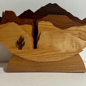 3D Wood Art Sculpture Mountain Southwestern Desert Boho Maple Birch Oak Walnut