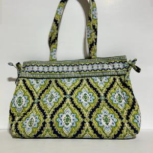 Vera Bradley Cambridge Bag: Green Blue Floral Purse, Retired Pattern