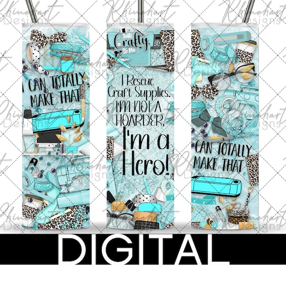 Blue Super Crafter - Crafting Life Tumbler - Sublimation Design- Instant digital download - 20 oz straight slim tumbler