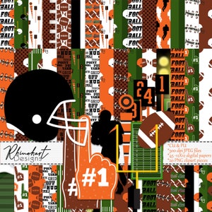 45 American Football Sport Digital Papers und 20 Clip Art Elemente -Digitales & druckbares Scrapbooking Papier PU/CU