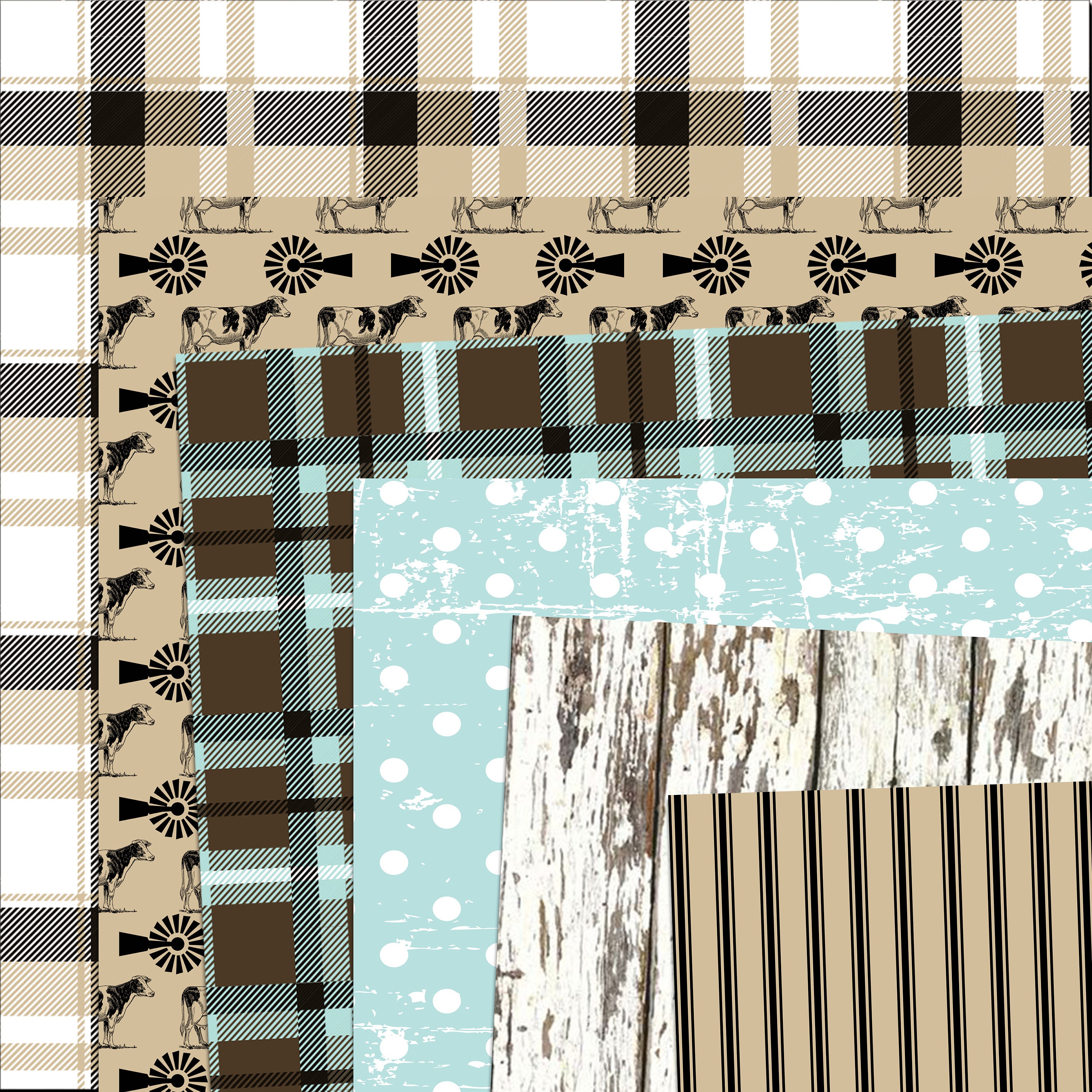 Rustic Country Farmhouse 45 Digital Paper Pack digital or - Etsy