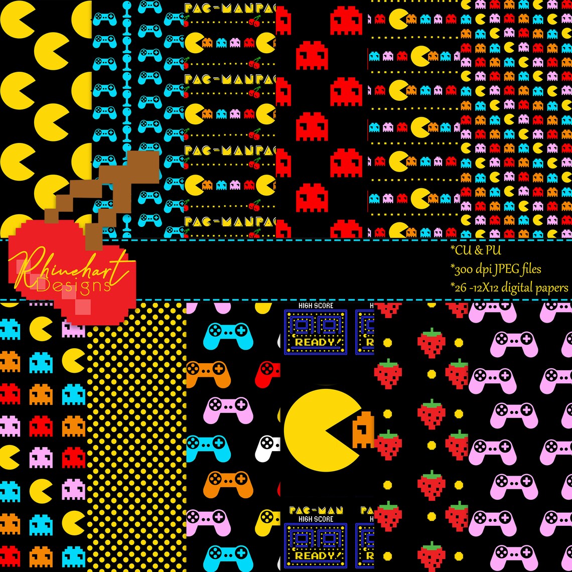 26 Video Game Arcade inspired Digital Papers Scrapbooking Etsy