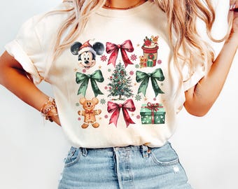 Disney Christmas Tee, Gingerbread, Bows, Mickey Party Shirt