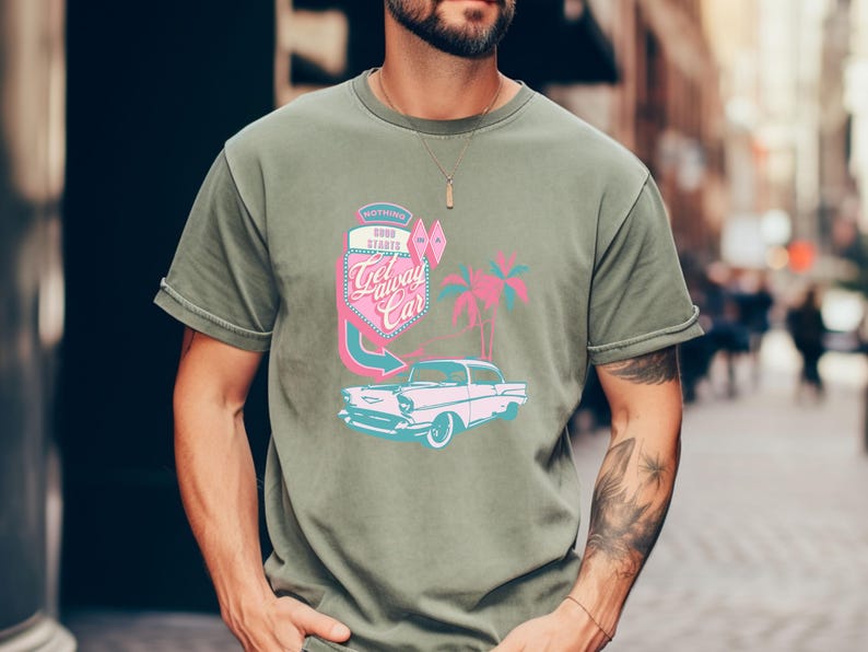 Getaway Car Shirt, Retro Motel Aesthetic Tshirt, Groovy Beach Tee