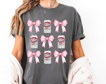 Pink Bow Coquette Diet Dr Pepper Sweatshirt, Cute Pink Soda Drink Shirt, Diet Dr.Pepper T-Shirt, Aesthetic Girly Tee,Pink Bow Collage Hoodie