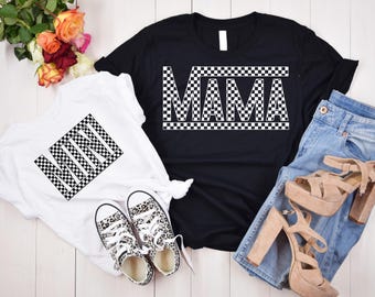 Checker Mama Mini Matching Shirt, Mother's Day Gift, Matching Mommy and Me Pink Tee, Mother Daughter Shirts, Mama Mini Outfit, Gift for Mom
