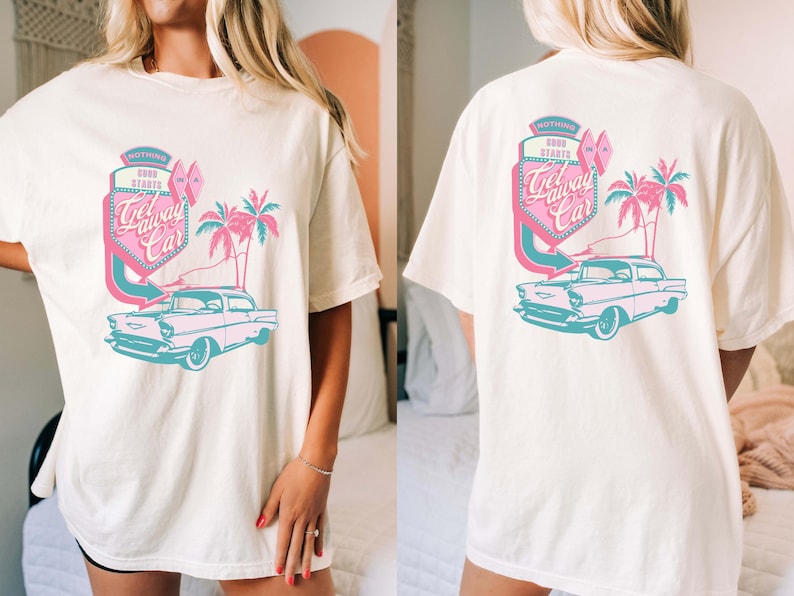 Getaway Car Shirt, Retro Motel Aesthetic Tshirt, Groovy Beach Tee