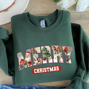 Retro Santa Sweatshirt, Merry Christmas Crewneck