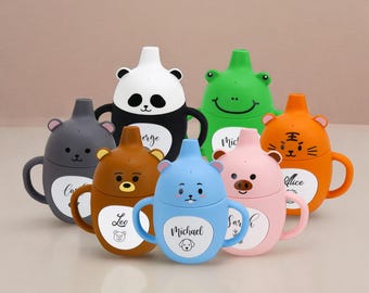 Personalized Silicone Cup With Handle/ Custom Name Silicone Cup /Baby Cup/  Animal Cup/Baby Shower Gift/ Toddler Training Cup 200ML