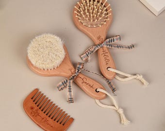 Personalized Baby Hair Brush, Custom Wooden Baby Brush, Custom Baby Gift, Newborn Gift, Christmas Gift, Gift for Kids, 1st First Birthday