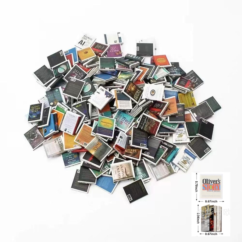 Vintage Pocket Edition Anxiety Bookcase, Customizable Mini Bookshelf, Personalized Mental Health Gift,Book Lover Gift,Gift for Readers 200 Mini books only