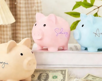 Personlig spargris med namn, sparbössa för barn, babyshowerpresent, myntbössa för flickor och pojkar, barnrumsdekor, födelsedagspresenter för barn