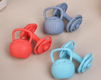 Personalized Miniature Baby Kettlebell & Barbell Set, Baby Gripping Toys, Gifts for Fitness Lovers and Baby,Newborn Gift, Christmas Gift