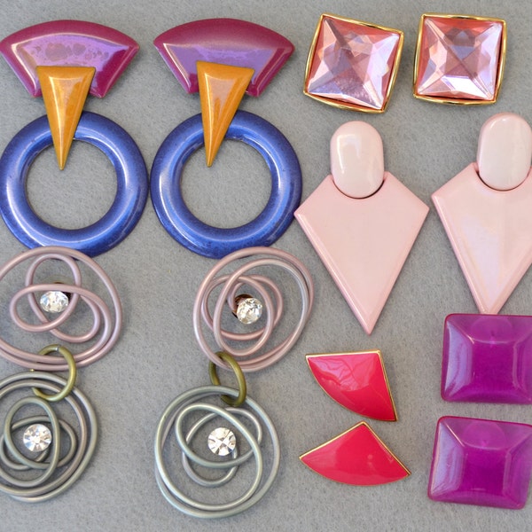 Lot of 6 Pair Vintage Earrings Pinks