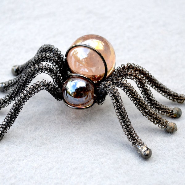 Wire and Marble Spider with Loop for Hanging