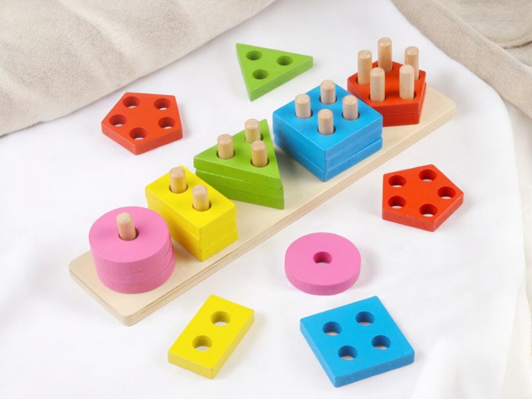 Wooden Educational Matching Kids Game - Sorting Blocks Geometric ...