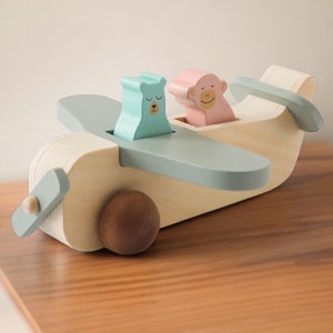 Aprendizaje de coches de avión - Mordedor de madera para bebés - Juguetes educativos - Coche de dibujos animados - Bebés para la dentición - Juguetes de juego para niños