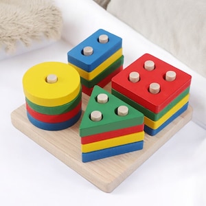 Wooden Educational Matching Kids Game - Sorting Blocks Geometric ...