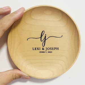 Personalized Wooden Ring Dish – Engagement Ring Holder & Engraved Wedding Gift, Unique Anniversary Gifts for Her, wrap as a gift